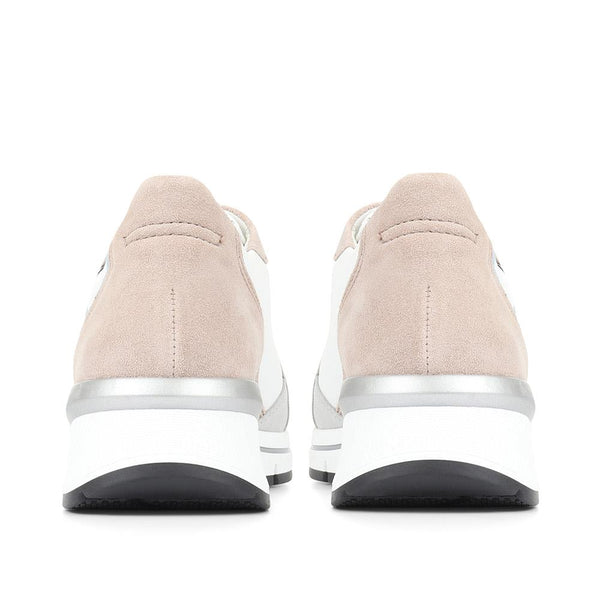 Jones Bootmaker Outlet Chepstow Leather Wedge Trainers - White Multi