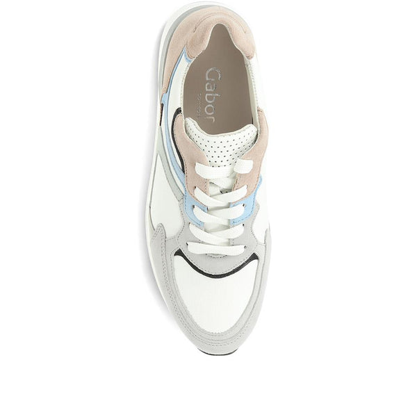 Jones Bootmaker Outlet Chepstow Leather Wedge Trainers - White Multi