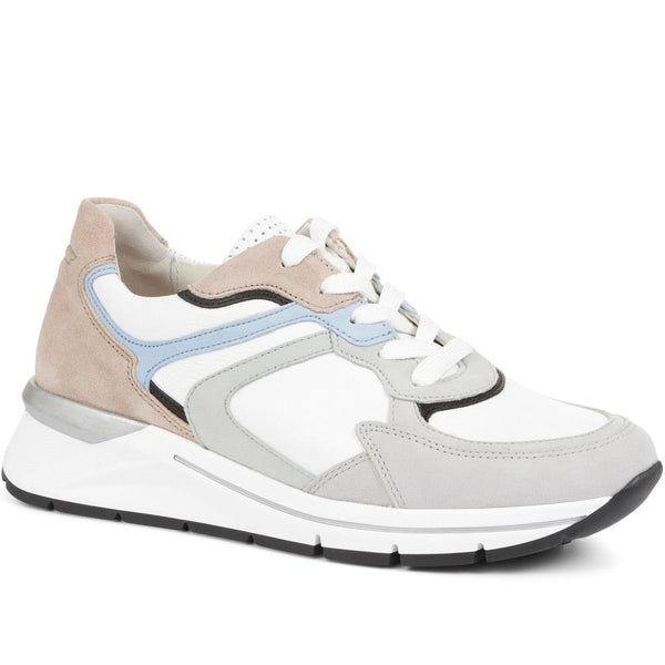 jones bootmaker Outlet Chepstow Leather Wedge Trainers - White Multi