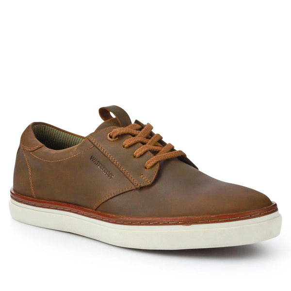 jones bootmaker Outlet Cushioned Leather Lace-Up Trainers - Tan