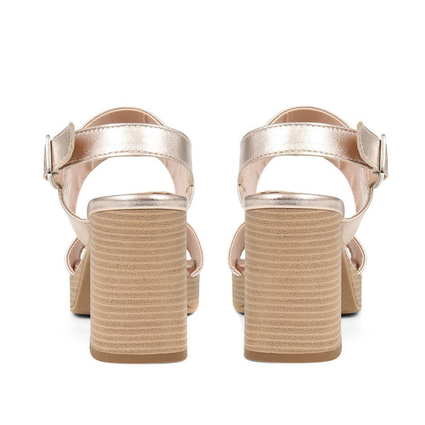 Jones Bootmaker Outlet Diona Leather Platform Sandals - Light Gold