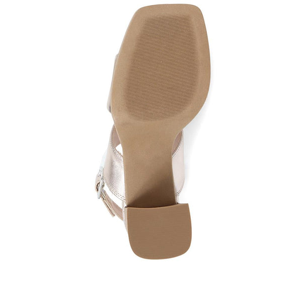 Jones Bootmaker Outlet Diona Leather Platform Sandals - Light Gold