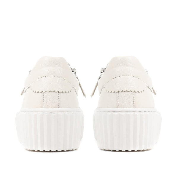 Jones Bootmaker Outlet Dolly Leather Platform Trainers - Cream