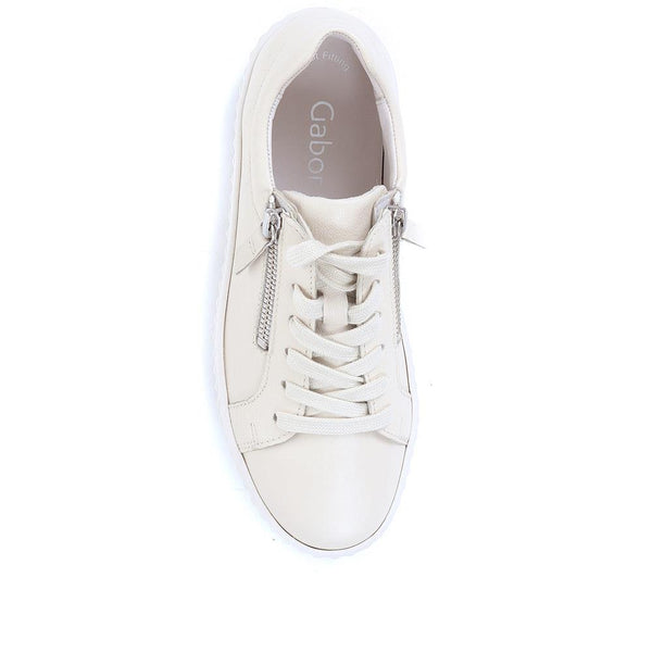 Jones Bootmaker Outlet Dolly Leather Platform Trainers - Cream