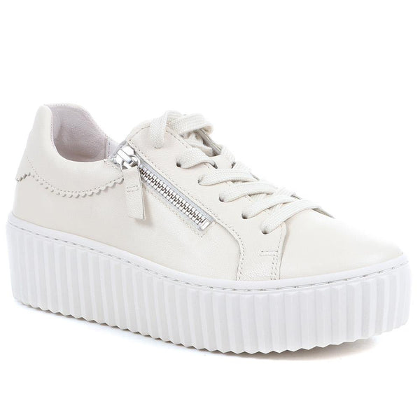 jones bootmaker Outlet Dolly Leather Platform Trainers - Cream