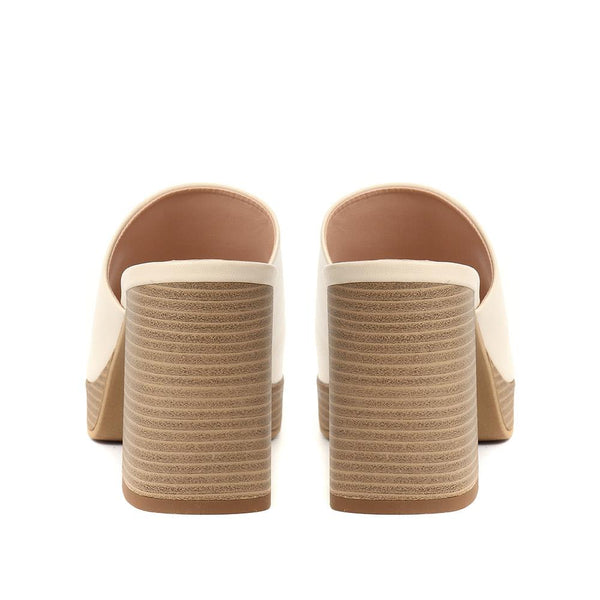 Jones Bootmaker Outlet Dominica Leather Heeled Mules - Cream