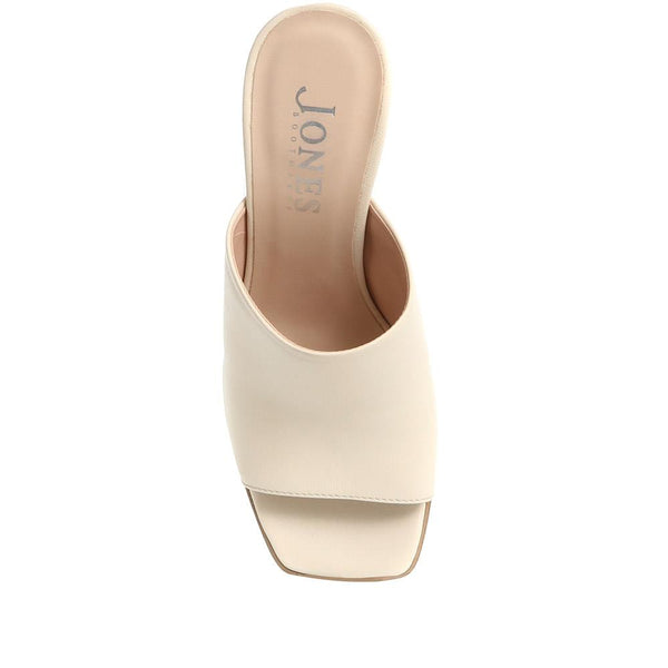 Jones Bootmaker Outlet Dominica Leather Heeled Mules - Cream