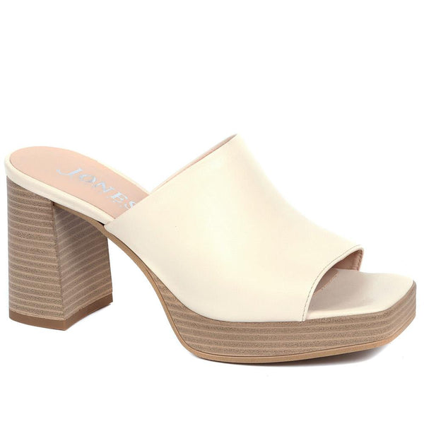 jones bootmaker Outlet Dominica Leather Heeled Mules - Cream