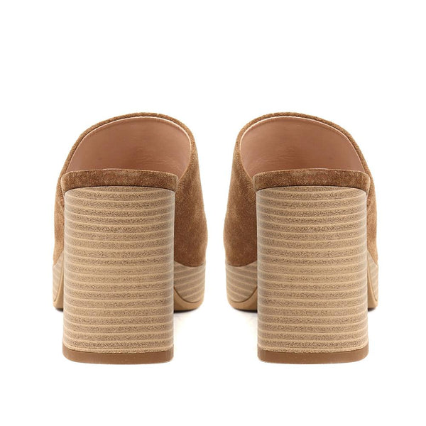 Jones Bootmaker Outlet Dominica Leather Heeled Mules - Sand