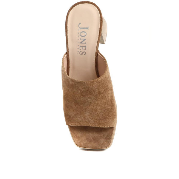 Jones Bootmaker Outlet Dominica Leather Heeled Mules - Sand