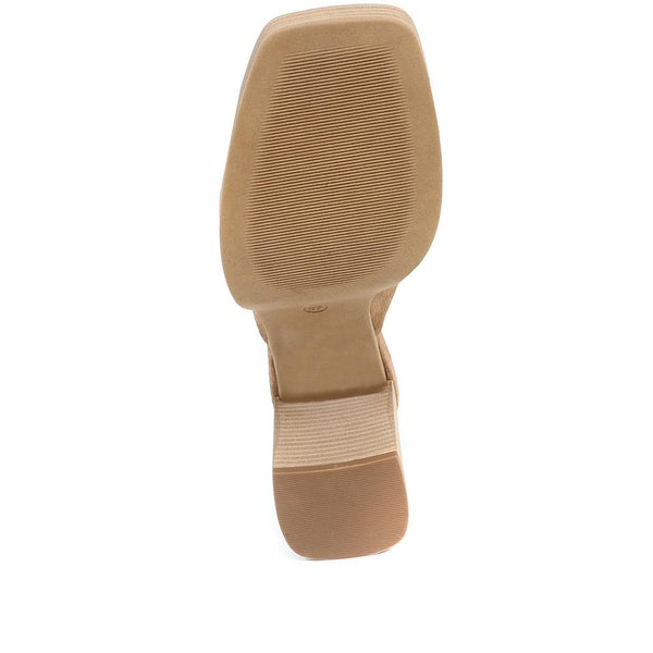 Jones Bootmaker Outlet Dominica Leather Heeled Mules - Sand