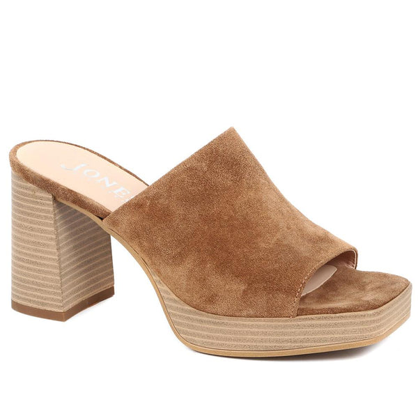 jones bootmaker Outlet Dominica Leather Heeled Mules - Sand
