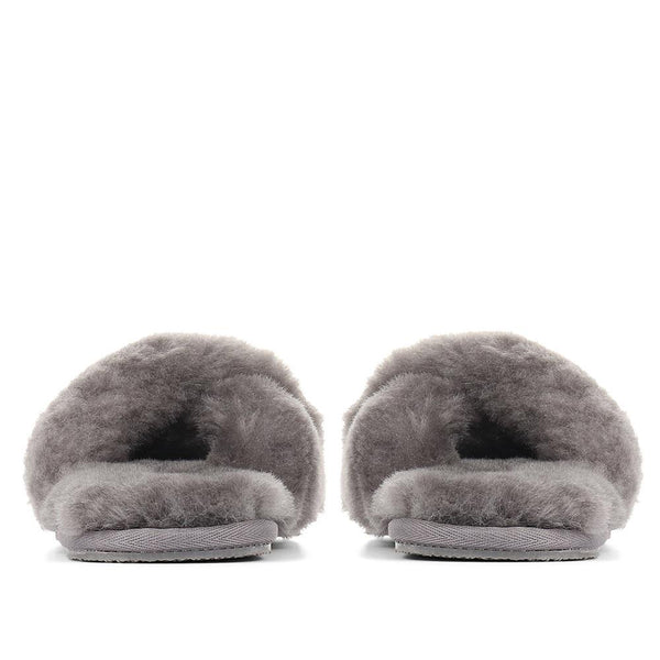 Jones Bootmaker Outlet Dory Sheepskin Slippers - Grey