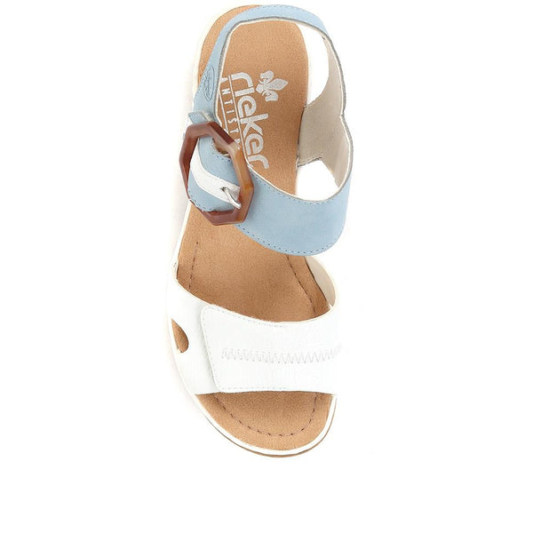 Jones Bootmaker Outlet Dual-Fitting Wedge Sandals - White-Blue