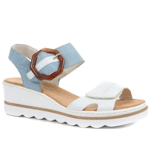 jones bootmaker Outlet Dual-Fitting Wedge Sandals - White-Blue