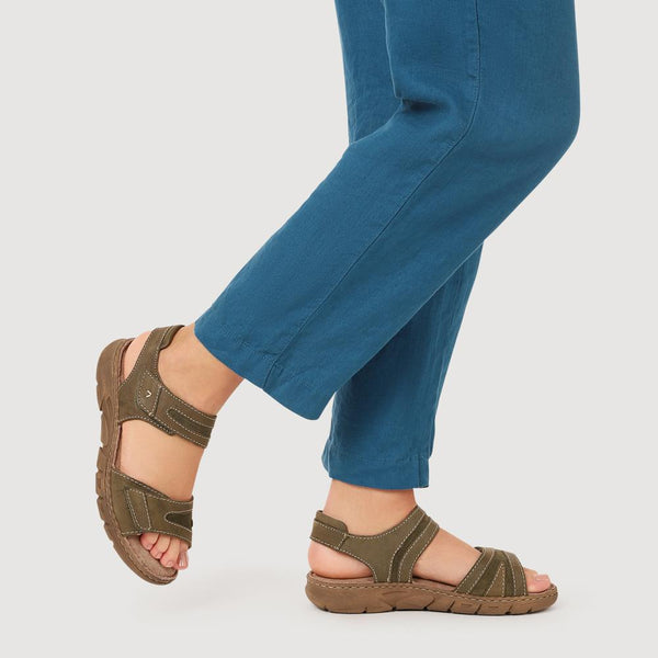 Jones Bootmaker Outlet Dual Touch-Fastening Leather Sandals - Green