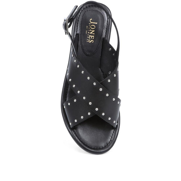 Jones Bootmaker Outlet Elda Cross Over Studded Sandals - Black