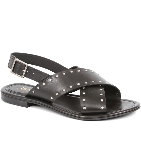 jones bootmaker Outlet Elda Cross Over Studded Sandals - Black