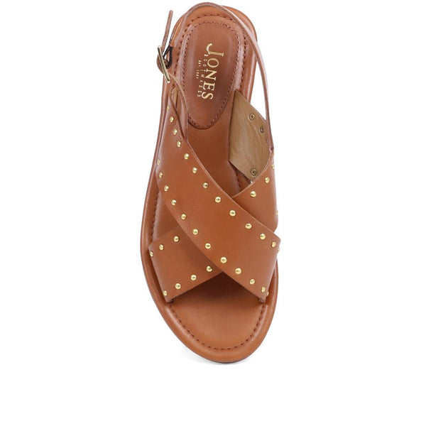Jones Bootmaker Outlet Elda Cross Over Studded Sandals - Tan