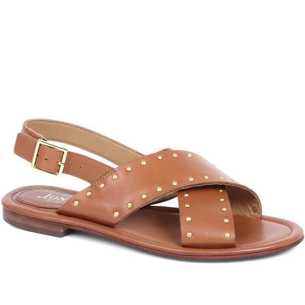 jones bootmaker Outlet Elda Cross Over Studded Sandals - Tan