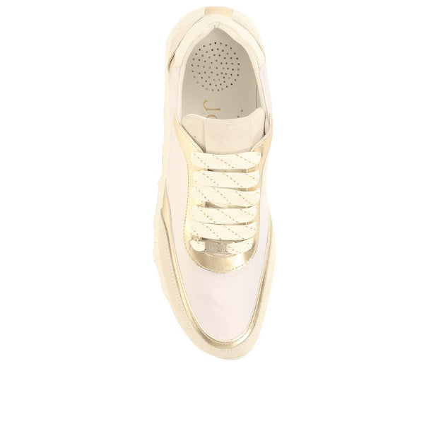 Jones Bootmaker Outlet Ellisa Lace-Up Trainers - White-Gold
