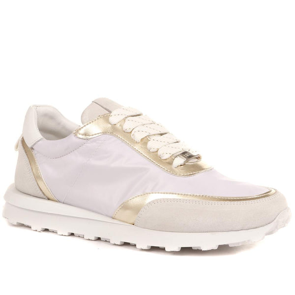 jones bootmaker Outlet Ellisa Lace-Up Trainers - White-Gold