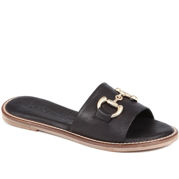 jones bootmaker Outlet Emillina Leather Buckle Mule Sandals - Black