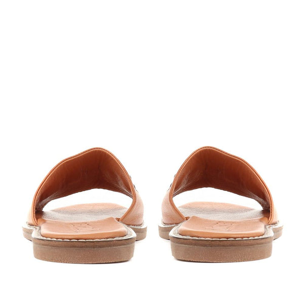 Jones Bootmaker Outlet Emillina Leather Buckle Mule Sandals - Tan