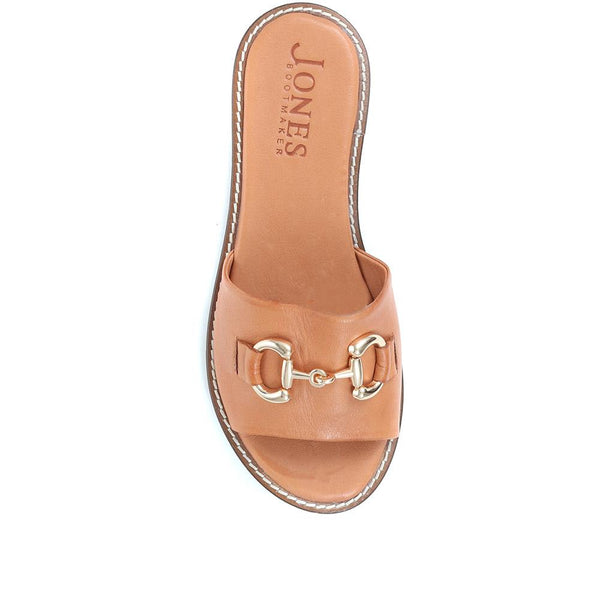 Jones Bootmaker Outlet Emillina Leather Buckle Mule Sandals - Tan