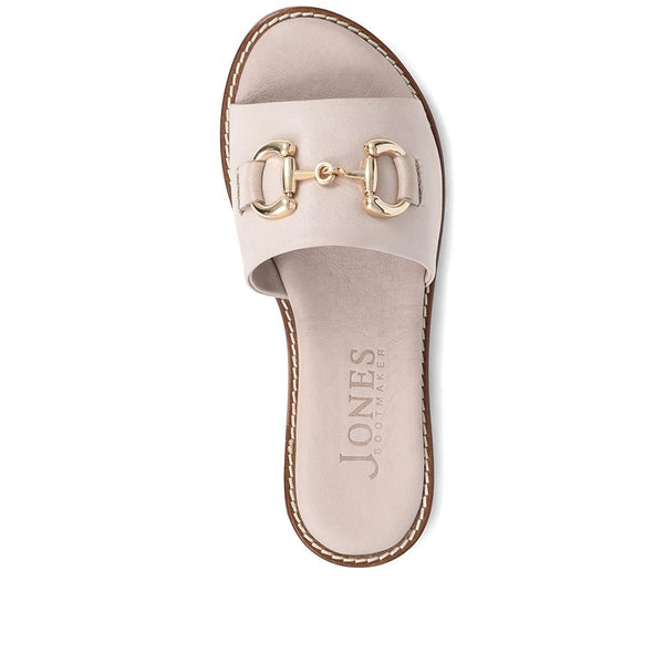 Jones Bootmaker Outlet Emillina Leather Buckle Mule Sandals - Taupe