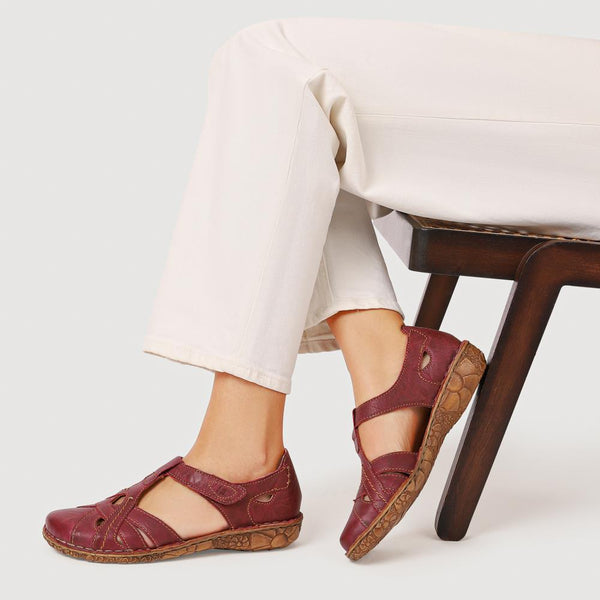 Jones Bootmaker Outlet Enclosed-Heel Leather Sandals - Burgundy