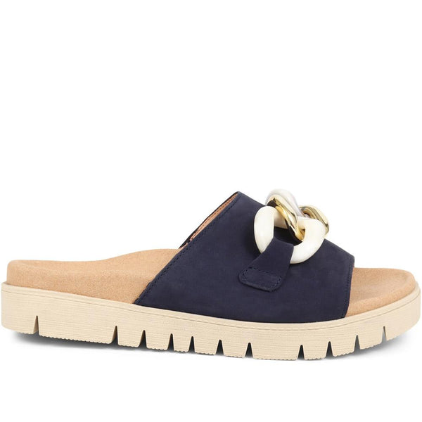 Jones Bootmaker Outlet Erica Embellished Leather Mule Sandals - Blue