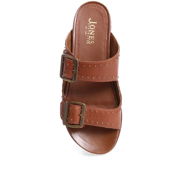 Jones Bootmaker Outlet Eugenia Double Buckle Mules - Tan