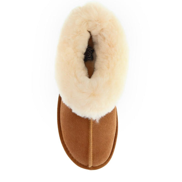 Jones Bootmaker Outlet Fabiola Faux Fur Slippers - Chestnut