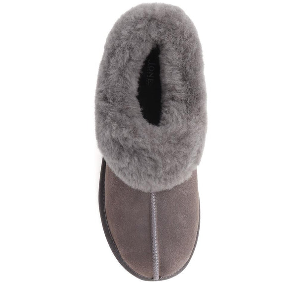 Jones Bootmaker Outlet Fabiola Faux-Fur Slippers - Grey