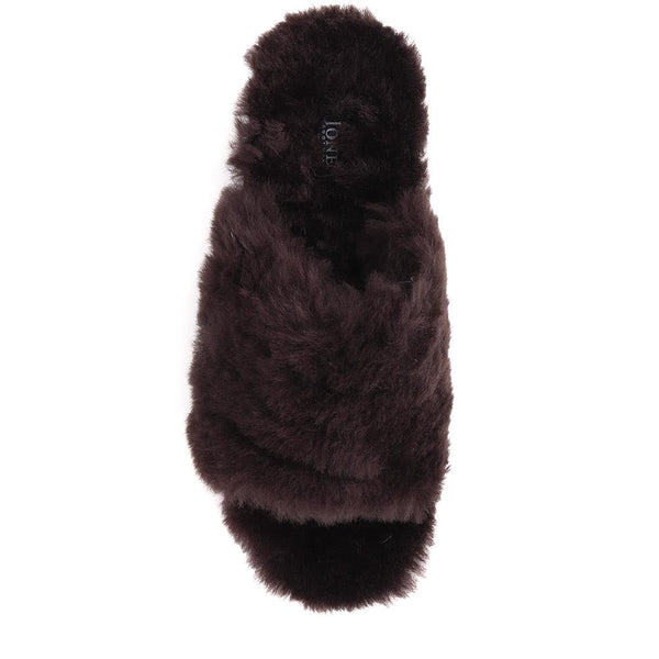 Jones Bootmaker Outlet Falonda Faux-Fur Slippers - Chocolate