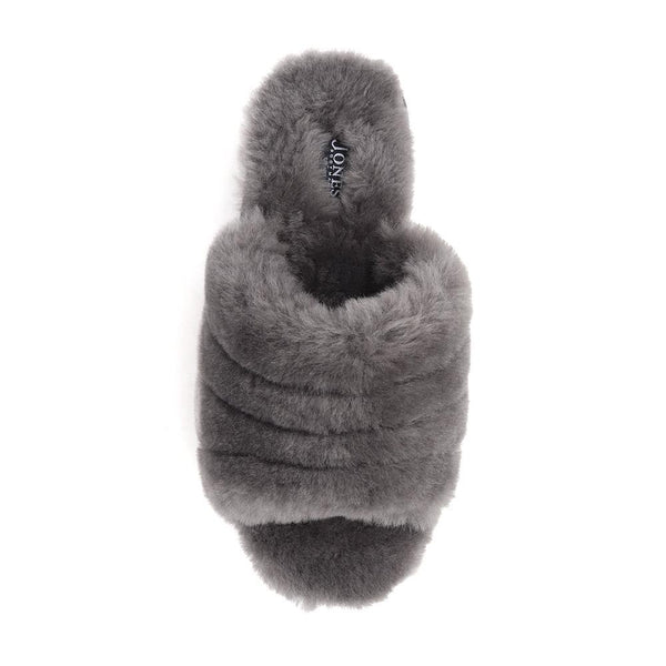 Jones Bootmaker Outlet Falonda Faux-Fur Slippers - Grey