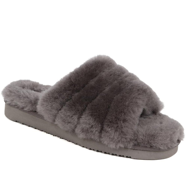 jones bootmaker Outlet Falonda Faux-Fur Slippers - Grey