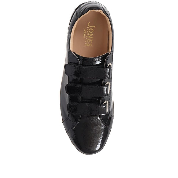 Jones Bootmaker Outlet Flavia Patent Leather Trainers - Black Patent