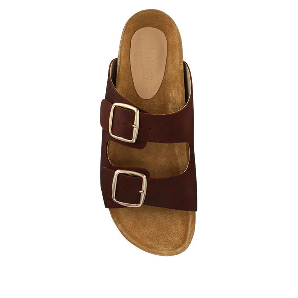 Jones Bootmaker Outlet Gabryela Leather Mule Sandals - Brown