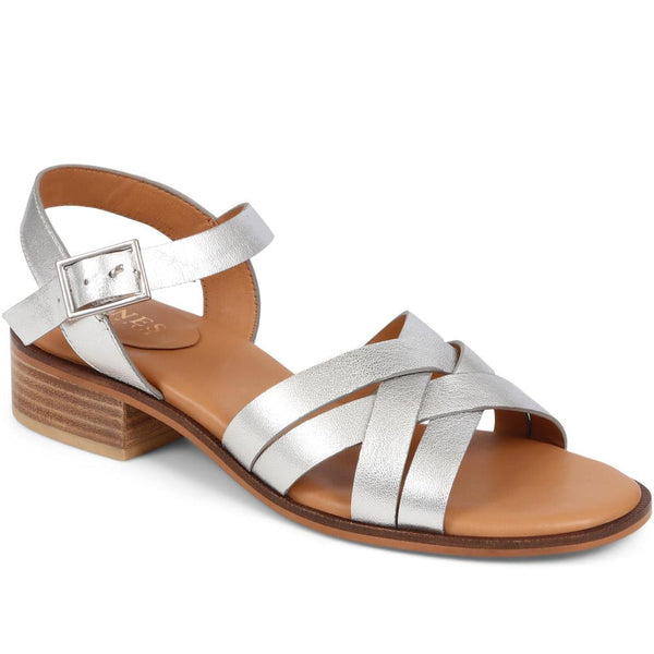 jones bootmaker Outlet Geovana Leather Sandals - Silver