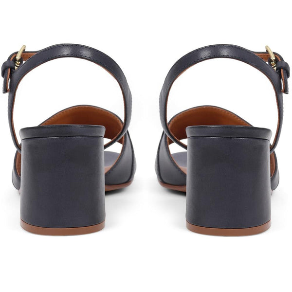 Jones Bootmaker Outlet Gianna Leather Block Heels - Navy