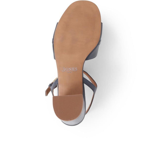Jones Bootmaker Outlet Gianna Leather Block Heels - Navy