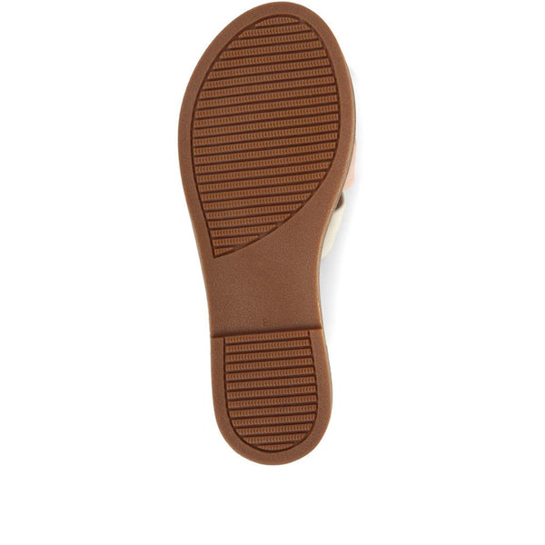 Jones Bootmaker Outlet Ginia Leather Slider Sandals - Pink Multi