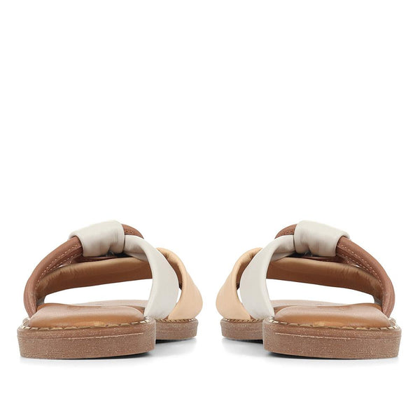 Jones Bootmaker Outlet Ginia Leather Slider Sandals - Tan Multi