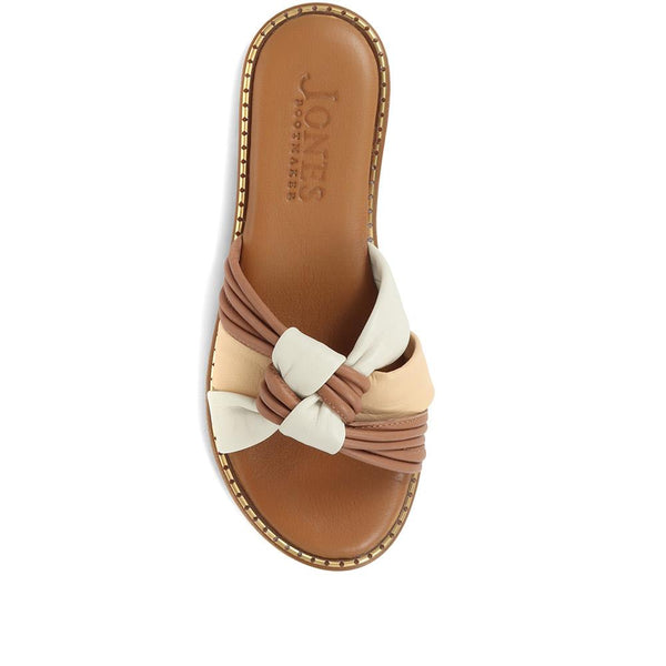 Jones Bootmaker Outlet Ginia Leather Slider Sandals - Tan Multi