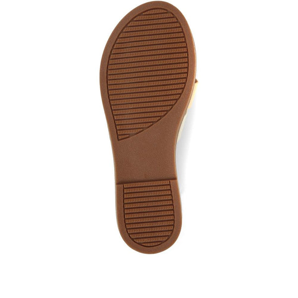 Jones Bootmaker Outlet Ginia Leather Slider Sandals - Tan Multi