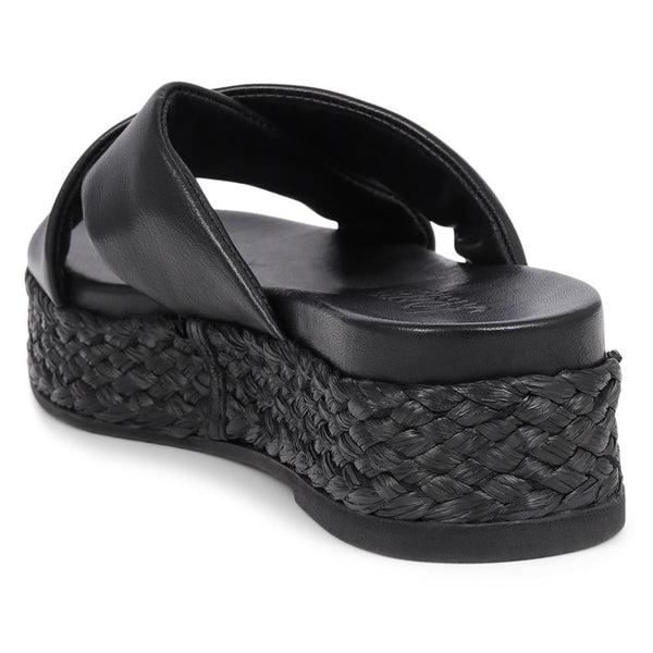 Jones Bootmaker Outlet Glacier Leather Platform Sandals - Black
