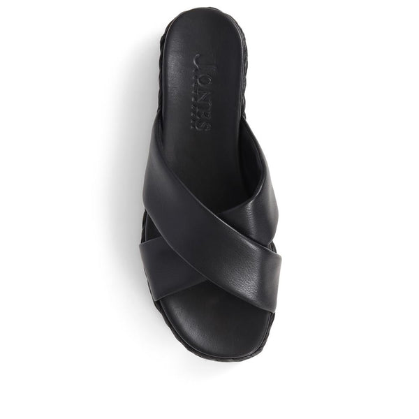 Jones Bootmaker Outlet Glacier Leather Platform Sandals - Black