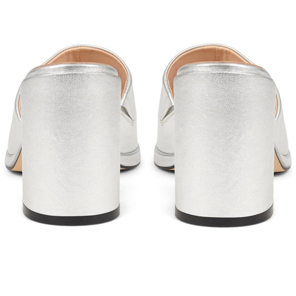 Jones Bootmaker Outlet Gracey Heeled Mule Sandals - Silver